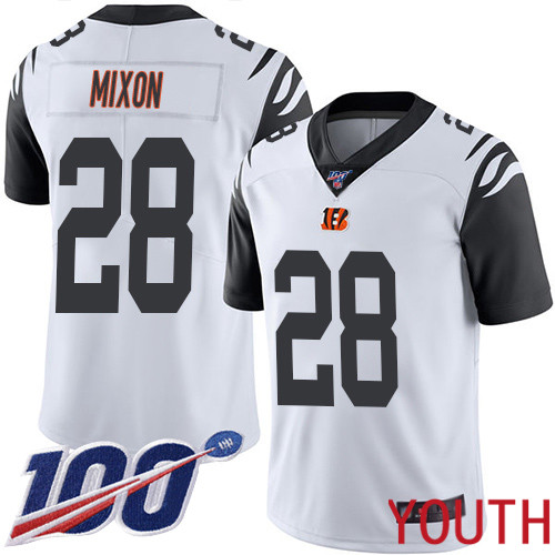 Cincinnati Bengals Limited White Youth Joe Mixon Jersey NFL Footballl 28 100th Season Rush Vapor Untouchable